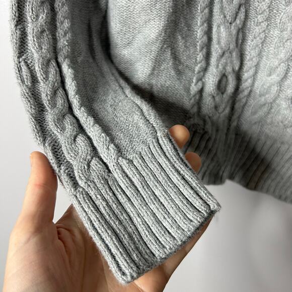 Vintage L.L. Bean Cable Knit Crewneck Sweater Women's Small Gray Fisherman - Picture 4 of 7
